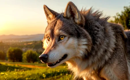 ultra realism, ultra high quality and sharpness in the focus of objects, 4K, 8K, HDR,realistic image with high quality, excellent resolution, clear, detailed and well-focused images, detailed and correct anatomy depicting the image a ((wolf ))