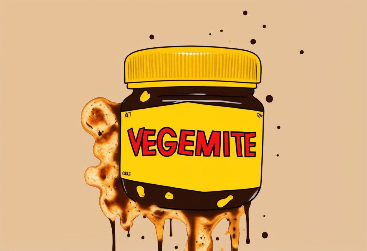 VegemiteArt, A sexy woman in a bikini is  standing in a vegemite jar, Art style by Jim Lee, Art by Alex Horn and Greg Davies, Memecore, Yeasty splatters, HEAVY toasted bread with vegemite to the side of the jar, AUSTRALIAN APPROVED, Art by Kraft, Kraft Foods