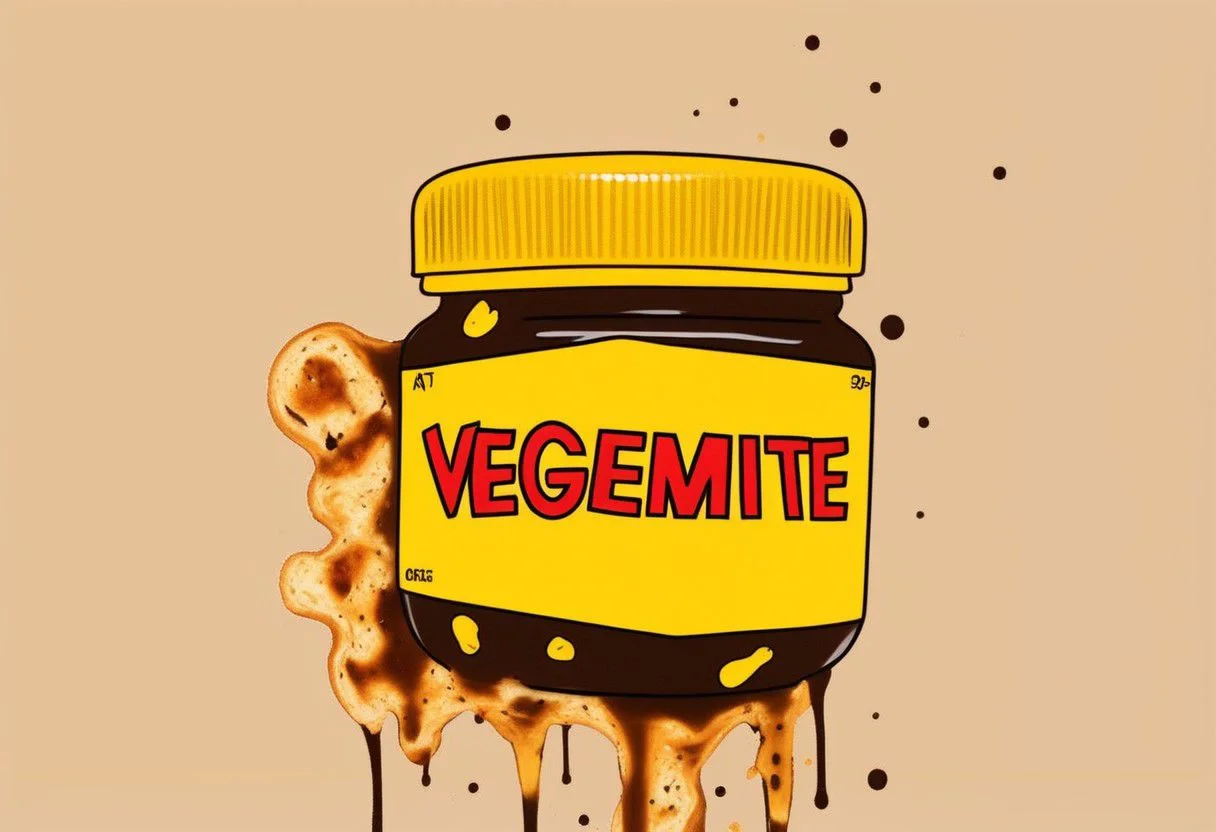 VegemiteArt, A sexy woman in a bikini is standing in a vegemite jar, Art style by Jim Lee, Art by Alex Horn and Greg Davies, Memecore, Yeasty splatters, HEAVY toasted bread with vegemite to the side of the jar, AUSTRALIAN APPROVED, Art by Kraft, Kraft Foods