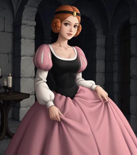score_9, score_8_up, score_7_up,
beautiful aesthetic, very intricate, high quality details
princess_sabina, red hair, princess dress, bouffant dress with gigot sleeves and petticoat,
side buns, (brown eyes), looking at viewer, indoors, castle,
<lora:Princess_Sabina:1>