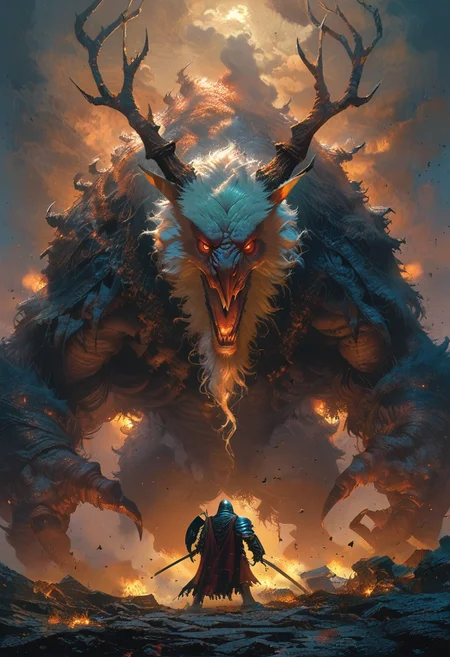 score_9,score_8_up,score_7_up
solo, knight,
foreshortening, warped perspective, 
bosstyle, (wendigo owl head), bsft, 
collumns, blizzard winter, boreal aurora, dark atmosphere 
fog, mist
magical sigils, 
terror, horror, eerie,
bosstyle,
full body, black armor, dark armor, gold trimmed armor, male focus, from behind,