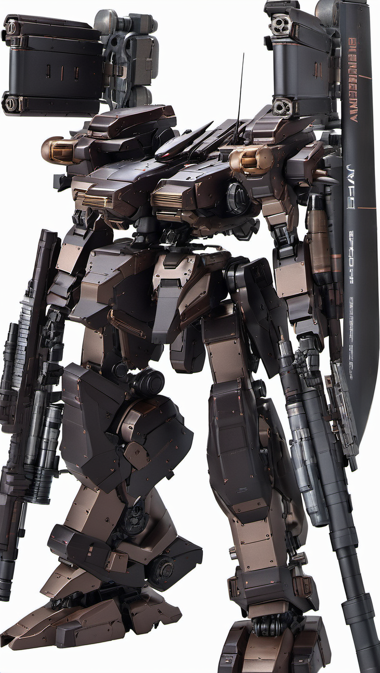 (ARMOREDCORE:0.7), best quality, masterpiece,mecha robot, (large size robot:1.5), glowing,  (full body:1.2),mechanical parts, robot joints, (Detailed eye description:1.2),(huge mechanical weapon:1.3),(detailed shield description:1.2), (detailed weapon description:1.2),(huge mechanical gun:1.2), (holding weapon :1.6) <lora:srdxl_v2k:0.4>