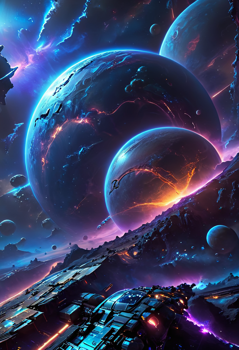 futuristic cyberpunk sci-fi exoplanet with a galaxy sky and two moons, (((masterpiece))), ultimate details, 32k, HDR, stunning composition, sharp focus, vivid colors, highiest texture resolutiion, soft lighting, breathtaking setting, amazing quality <lora:add-detail-xl:1> <lora:add_details_xl:1> <lora:SDXLHighDetail_v5:1>  <lora:More_interesting_backgrounds:1> IBG, hyperrealistic, photorealistic, colorful neons