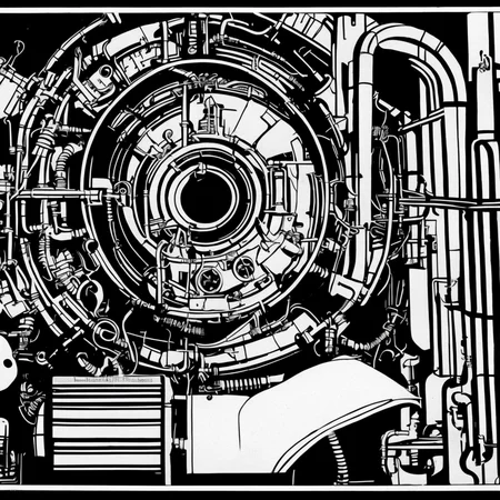 black and white, photorealistic intricately detailed comic book art by award winning line artist, of a steampunk scientist stepping stepping through a magical portal, black and white ink, epic cinematography