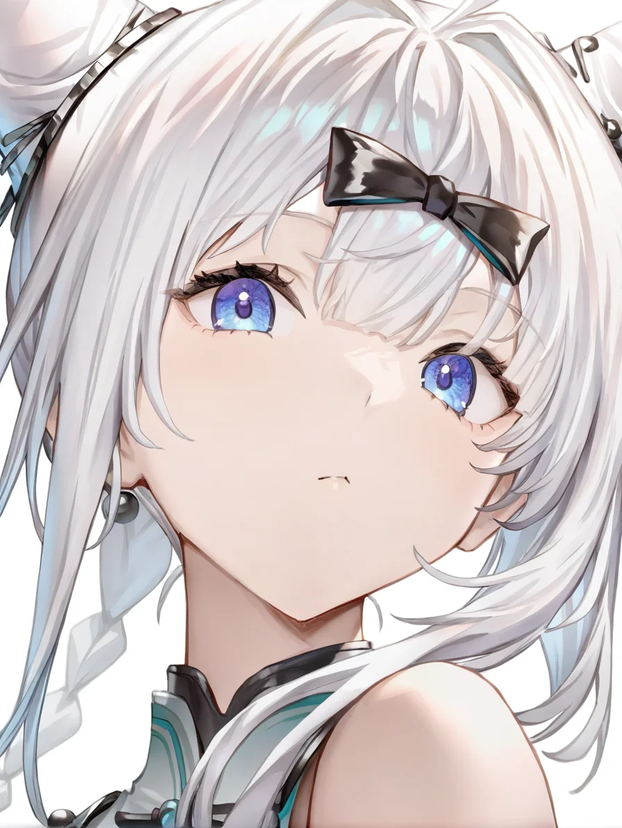1girl,,suiyinzi,solo,white hair,very long hair,simple background,(close up:1.1),looking_at_viewer,77gl,<lora:suiyinzi-000010:1>, masterpiece, best quality, very aesthetic, absurdres