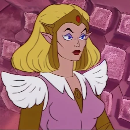 portrait of Zelda, bloom, light sparkles,  filmation motu style