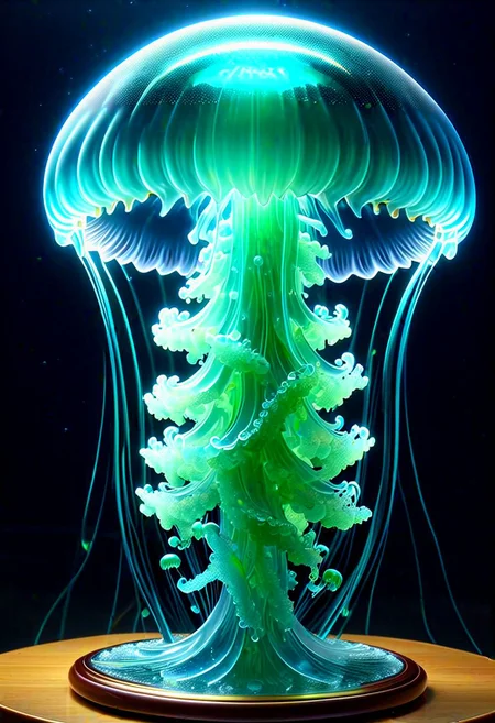 score_9, score_8_up, score_7_up, score_6_up, rating_safe, jellyfish ying yang, glass statue, intricate and detailed lighting, ying yang theme, (masterpiece, high detail, best quality), sharp, smooth anime