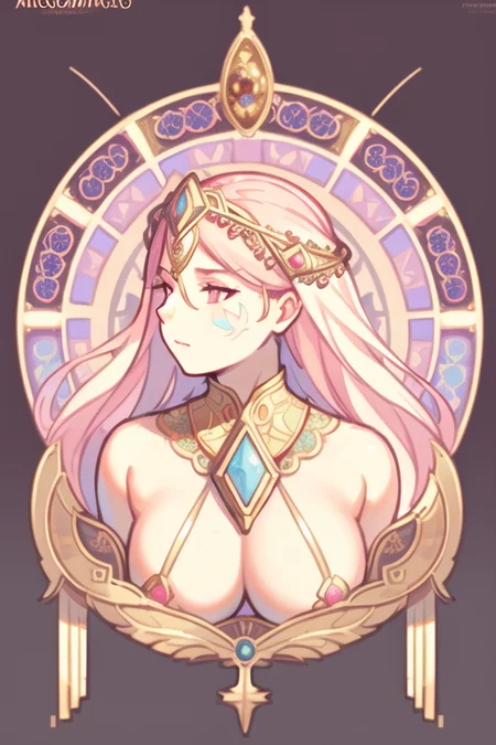 samdoesarts style (symmetry:1.1) (portrait of floral:1.05) beautiful goddess, (assassins creed style:0.8), pink and gold and opal color scheme, beautiful intricate filegrid facepaint, intricate, elegant, highly detailed, digital painting, artstation, concept art, smooth, sharp focus, illustration, art by greg rutkowski and alphonse mucha, 8k