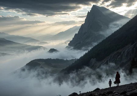 masterpiece, best quality, ultra-detailed, realistic skin, depth of field,
ghost, mist, fog, top of a mountain, night