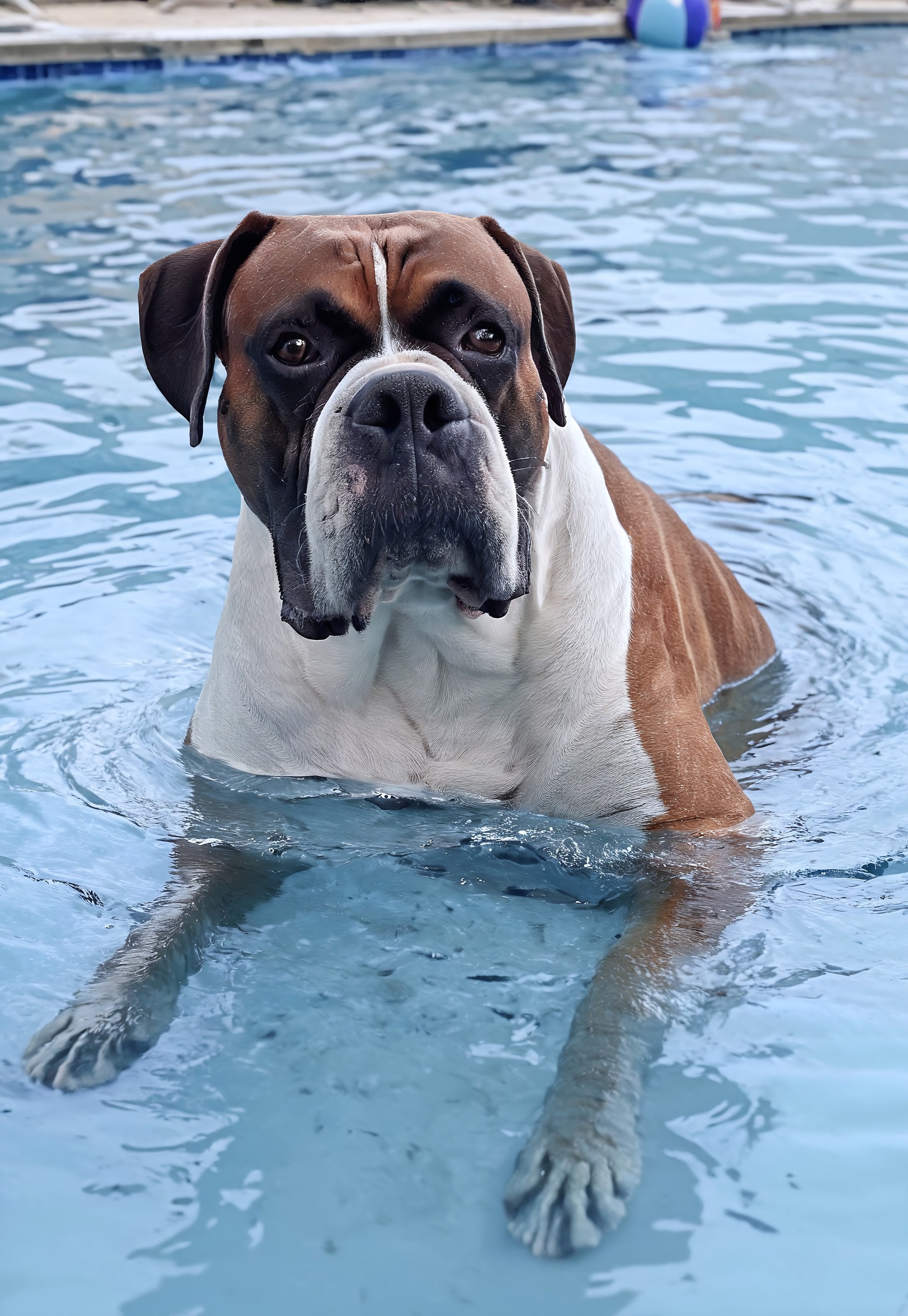 score_9, score_8_up, score_7_up, score_6_up, score_5_up, score_4_up, source_real, source_photo, 1dog, mack, dog, ,swimming, <lora:guard_dogs_pxl:1>