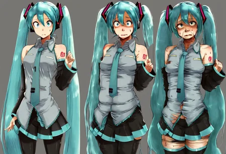 score_9, score_8, transformation, before and after, multiple views, aging, age progression, APTF, transformation sequence, young to elder, 20 years old, 50 years old, 70 years old, hatsune_miku