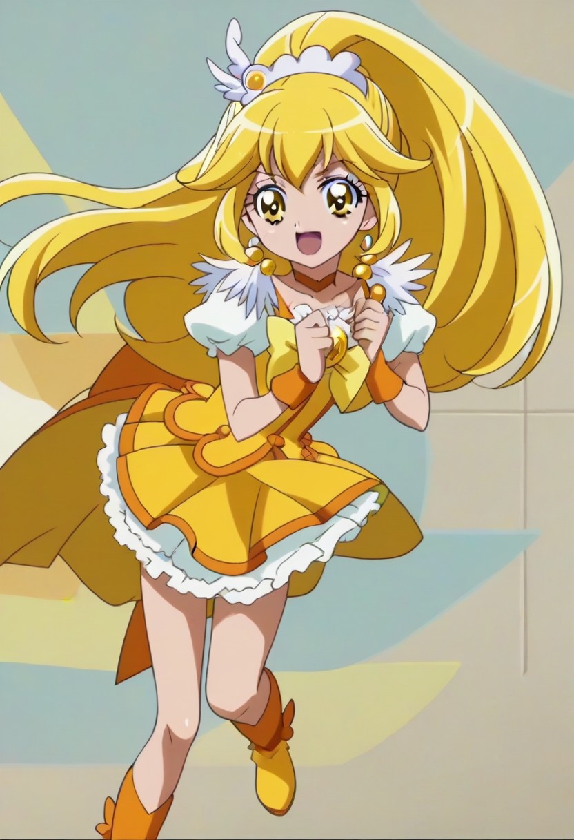 rating questionable, detailed background,yellow hair,yellow eyes,long hair,shiny skin, <lora:curepeace.pony:1>, curepeace,,,,,,,,,,,,,,,,,anime coloring, anime screencap, 1girl,Solo ,, anime,,,,official art, Uncensored ,Unedited ,,,,,,,,,,,,, ,,