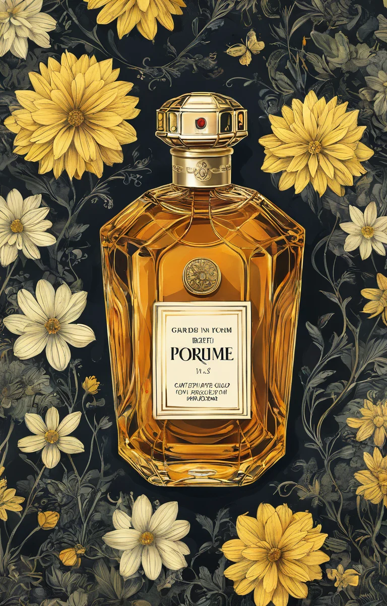 masterpiece,best quality,<lora:tbh36-sdxl:0.9>,illustration, A bottle of perfume in garden