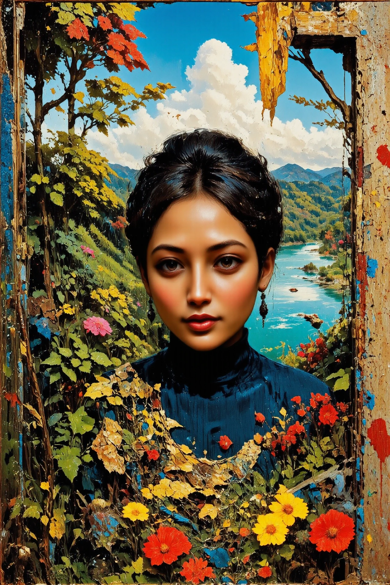 garage, beautiful  Fijian surreal landscape, woman, vivid colors, colorful, multilayer paint splash style, <lora:Hand v2:1> <lora:Anti-Blur:1> <lora:Insane Detail Slider:0.5>   <lora:Flux.1_Turbo_Detailer:0.6>   <lora:flux-photo-transparent_Alpha_1.0:0.8> <lora:flux.1_lora_flyway_Epic-detail_v2:1>   <lora:Painterly01b_CE_FLUX_AIT:0.8> pntrlyCE_style <lora:PsykeV1:1>  <lora:VividlySurreal:1>