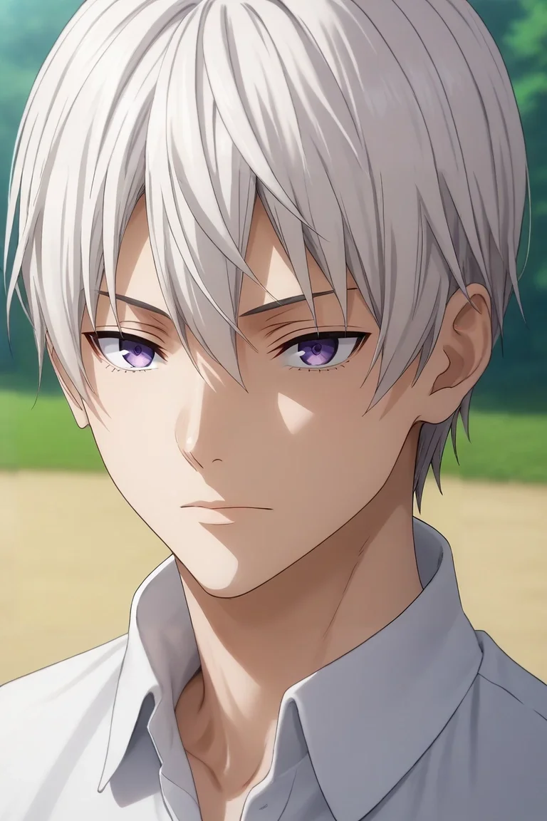 score_9, score_8_up, score_7_up, source_anime, rating_safe, , (3d:0.4), , depth of field, 1boy, solo, male focus, <lora:eishi_tsukasa_pony:0.8>, eishi_tsukasa, white hair, purple eyes, short hair, hair between eyes, , , <lora:sdxl_lightning_8step_lora:1>
