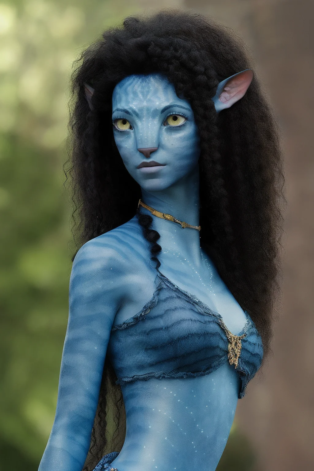 (Avatar style), girl, curly hair, sexy dress