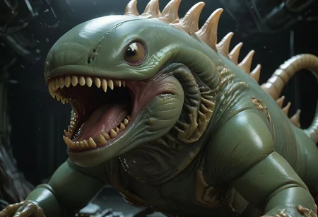 cinematic, xenomorph chonkasaurus, scifi, slimey, raytracing, HD, 4k, floating energy, night, dark, (energy effects:1.3), <lora:chonkasaurus-000003:1>, <lora:add-detail-xl:2>