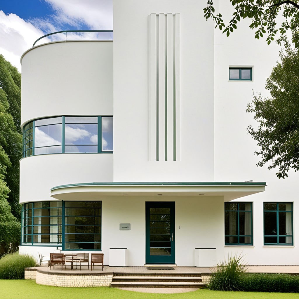 <lora:JJsStreamlineModerne_XL:1>  , ((streamline moderne)), outdoor,,  building, window, grass, tree, , balcony,  ,   center composition,door, column, beam, sky, cloud, day,, photography, capturing moments, storytelling, creative composition