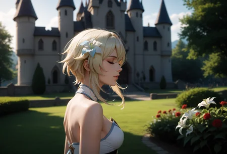 score_9, score_8_up, score_7_up, 1girl, lumine_\(genshin_impact\), genshin_impact, closed eyes, arched back, vampire castle, outdoors, cartoon, d0f_v2.safetensors, <lora:test\d0f_v2.safetensors:1.0>