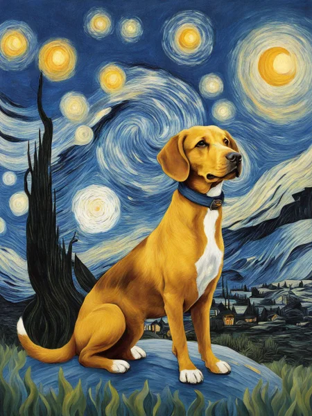 The Starry Night HuWoof <lora:SDXL_HuWoof_LoRA:1>