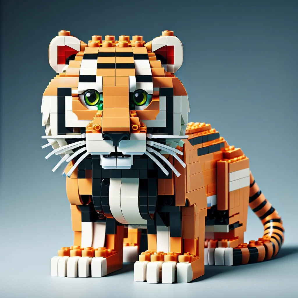 a lego tiger, <lora:LegoXL-v1:0.9>