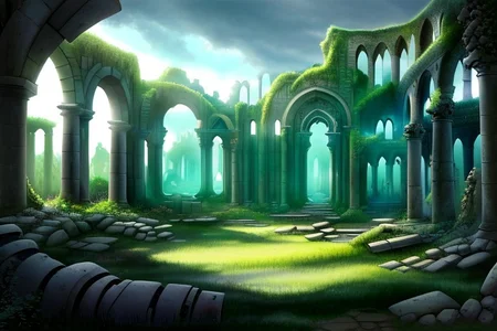 (masterpiece:1.2), (best quality,:1.2), 8k, HDR, ultra detailed, ((photorealistic)), professional light, cinematic lighting, fashion photography, ambient lighting,<lora:detail_slider_v4:3>, overgrown ruins of a settlement on the plains of a magical fantasy world, FanRu <lora:FantasyRuins-10:1>, ((perfect hands)), epiCPhoto
