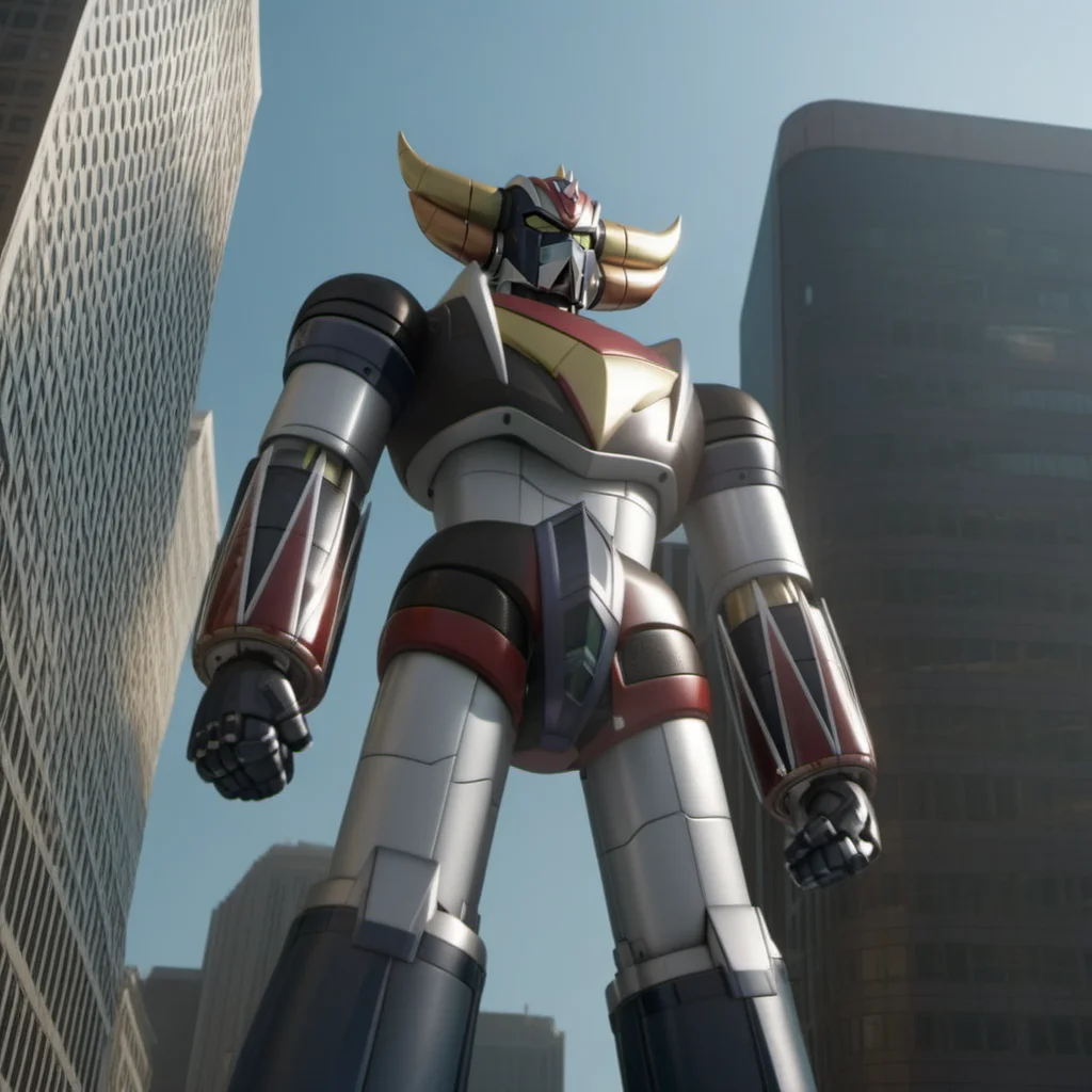 Goldorak1024, a giant robot in a city, highly detailed, photography, ultra sharp, film, bokeh, professional, 64k   <lora:Goldorak1024:0.8>