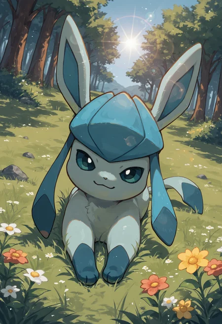 score_9, score_8_up, score_7_up, source_anime BREAK
forest, trees, grass, sunbeam, lens flare, flowers, solo
GL4C30N, quadraped, light blue skin, teal paws, long ears, tail, teal eyes
chibi, lying, on back, dutch angle, happy, looking at viewer, head tilt, blue sclera
<lora:Glaceon_Pokemon:1>