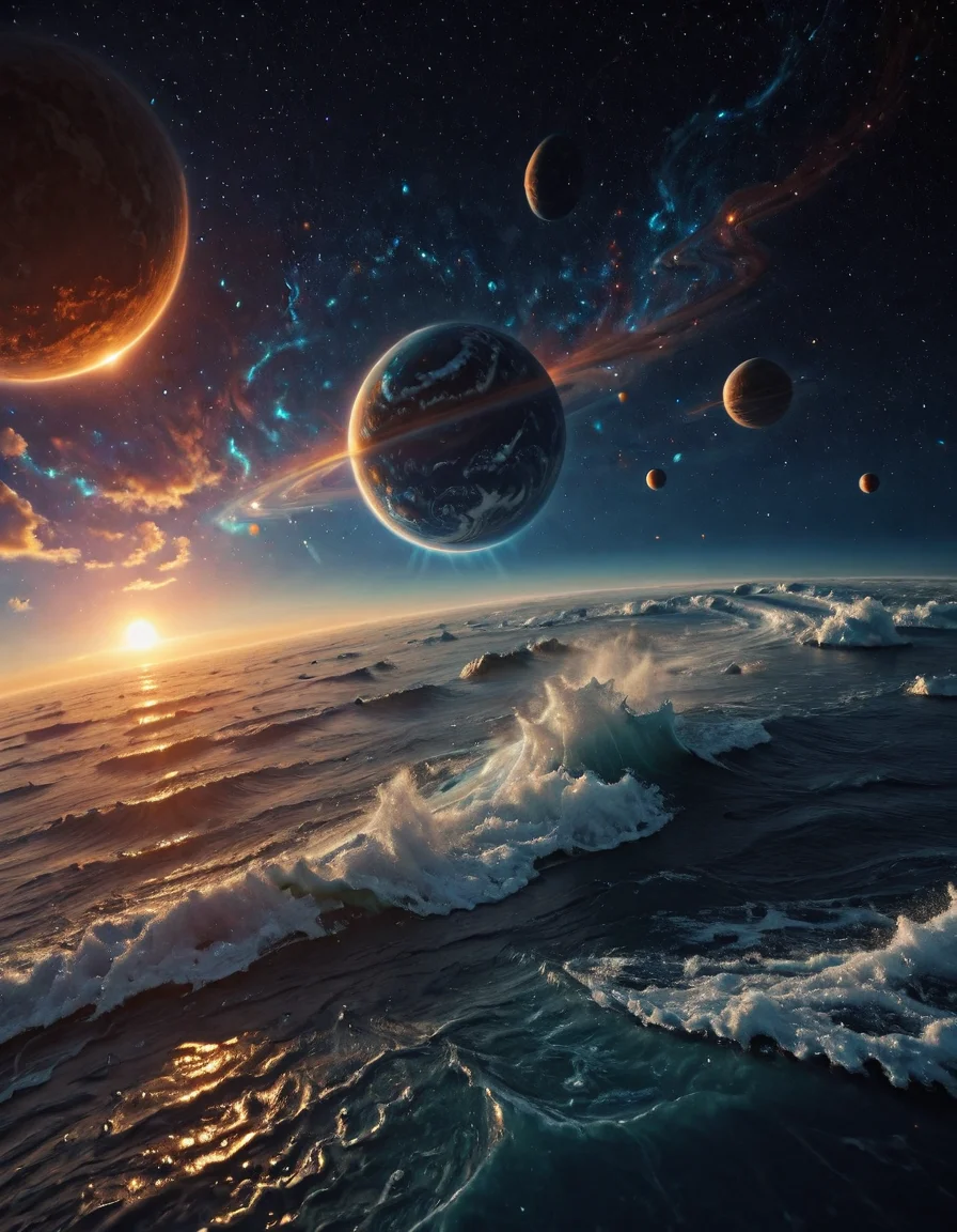 <lora:Space_Worlds_Minis_2:1> swminis2, bottle of water, waves, planet, space, clouds,