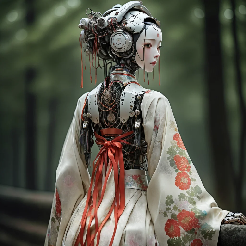 masterpiece,1lady,hanfu,realic,back to people,robot joint,robotlady,<lora:robolady:1>,