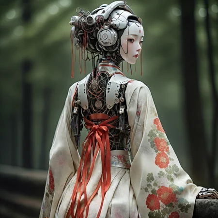 masterpiece,1lady,hanfu,realic,back to people,robot joint,robotlady,<lora:robolady:1>,