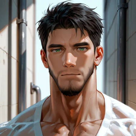 <lora:WEI_LAN:.5>, wei lan37, green eyes, looking at viewer
(very short hair, beard, bara, mature, facial hair, stubble, beard, full beard, sideburn, beard, a lot of beard, ), facial hair,male focus, muscular male, muscular male, bara, mature,  bara, mature, aixiwuganda_(20222192), very awa, masterpiece, best quality, absurdres, newest, perfect quality, detailed background, intricate details,
<lora:slider_Body Type_alpha1.0_rank4_noxattn_last:3><lora:style_Anime Summer Days 2 Style SDXL_LoRA_Pony Diffusion V6 XL:.6><lora:slider_cfg_scale_boost:.7><lora:Artist6p:.55>, Artist6p, Artist04p,<lora:slider_il_brightness_slider_d1:-1><lora:slider_il_contrast_slider_d1:-1><lora:slider_DarkSlider1.2_alpha1.0_rank16_full_300steps:-.6>