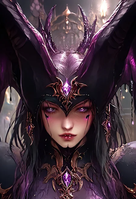 (Masterpiece:1.3), (best quality:1.2), (detailed background:1.1), (intricate details:1.1), (detailed background:1.2), 1girl, solo focus, perfect anatomy, sexy, 2d style,
BREAK
(score_9, score_8_up, score_7_up), (Masterpiece), (expressive eyes), 1girl, 
Night Gaunt, colored skin, light purple skin, liquid clothing, black slime bodysuit, tentacles, talon feet, dexterous wings, large wings, leathery wings, prehensile tail, segmented tail, wavy horns, black hair, dark purple highlights,
<lora:MGE_V5.0:1.2>
BREAK
revealing clothes, sexual pose, charming, revealing clothes,
 perfect body, tall,
dynamic angle, side shot, 
edgy and dramatic fashion photography,volumetric lighting, bloom, harsh lighting, muted colors,
looking down at the viewer,HENTAI PUBIC TATTOO DESIGN,
BREAK
perfecteyes,NegativeDynamics,scenery,bleakfaith,hkevil,