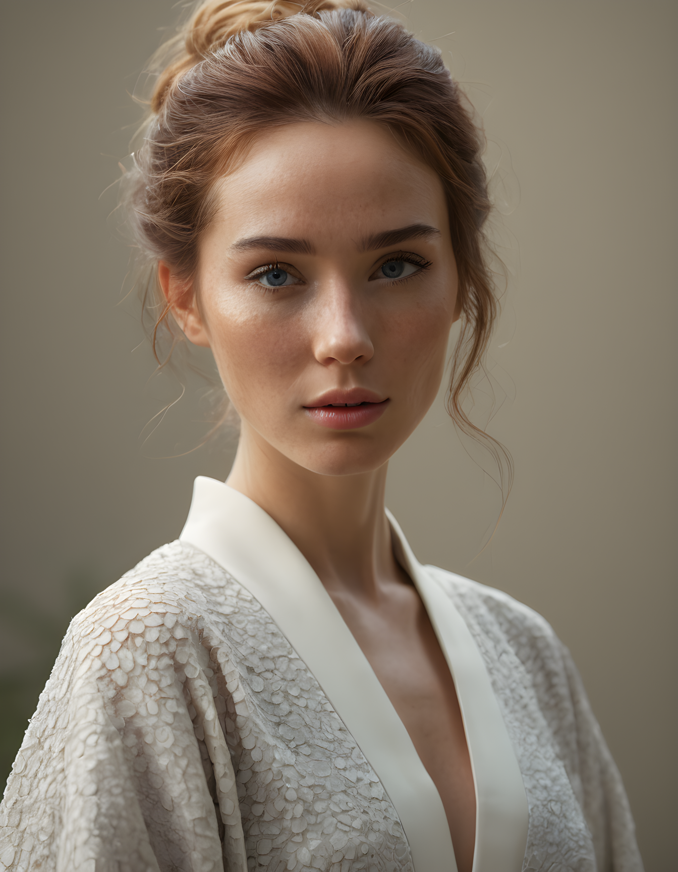 realistic skin texture, freckles, hasselblad H5D-50c, realistic photo of a beautiful woman wearing a kimono, summer warm tint, summer shimmering, intricate, elegant, highly detailed, artstation, smooth, sharp focus, illustration, artgerm, tomasz alen kopera, peter mohrbacher, donato giancola, joseph christian leyendecker, wlop, boris