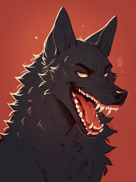 score_9, score_8_up, score_7_up, score_6_up, score_5_up, score_4_up, <lora:h3ll1shXLP2:0.8> wolf, red, h3ll1sh,