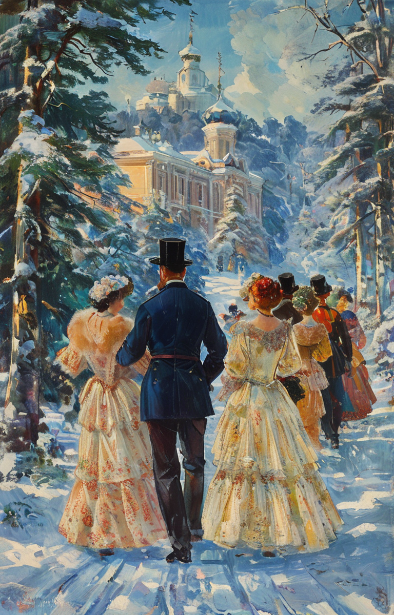 masterpiece,best quality,<lora:tbh263-sdxl:0.9>,illustration,style of Boris Kustodiev portrait of family
