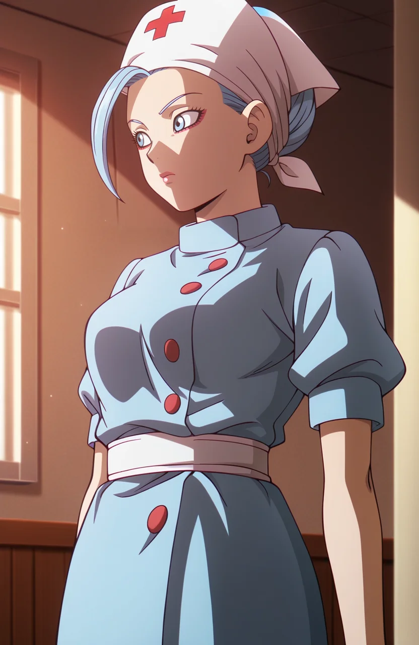 <lora:Daima_v4:1> dbdaima, solo, lazypos, anime screenshot,
1girl, nurse, nurse outfit, light blue tunic, navy skirt, white headscarf