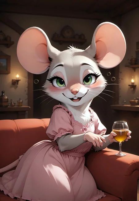 score_9, score_8_up, score_7_up, score_6_up, score_5_up, score_4_up, 
[][][][],
m0use_goldie, 
[][][][],
(solo), (cute, feral), (drunk:2), (bedroom eyes:1.5), look at viewer, (open mouth:0.7), (grey fur, green eyes, pink nightgown), holding wine glass,
[][][][],
cottage, bedroom, (side view, head focus), sofa, lying back, (candlelight, dark, night),