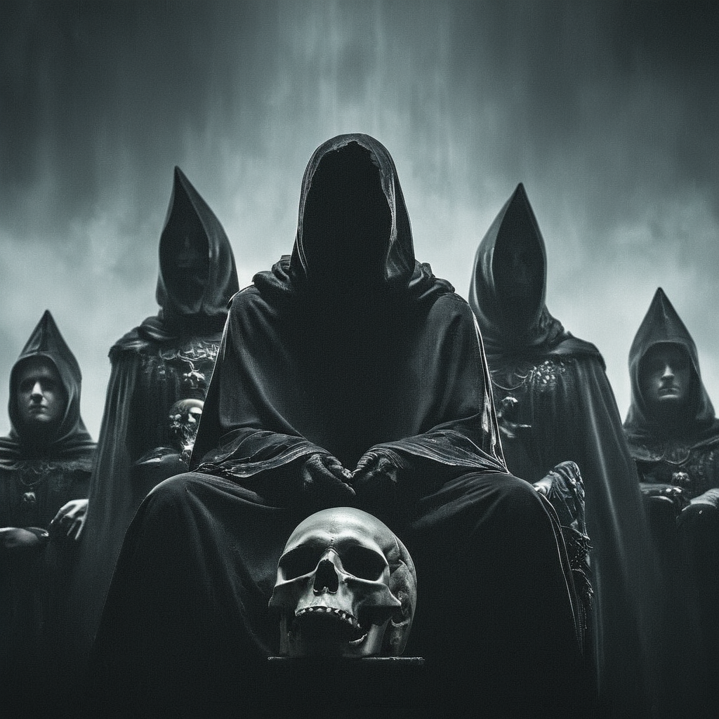 cinematic film still of Horror-themed,  <lora:perfection style:0.6>
<lora:Chiaroscuro Lighting Style:0.6>
<lora:carcosa city style v2:0.9>
In an ancient and mysterious world a group of people sitting on top of a black background,holding,monochrome,weapon,wings,signature,hood,black background,cloak,hood up,skull,robe,statue,6+others , detailed, real, different, unique, cinematic, dramatic, concept art, filmic, detailed background, detailed settings, artstation, carcosa city style, Eerie, unsettling, dark, spooky, suspenseful, grim, highly detailed, shallow depth of field, vignette, highly detailed, high budget, bokeh, cinemascope, moody, epic, gorgeous, film grain, grainy