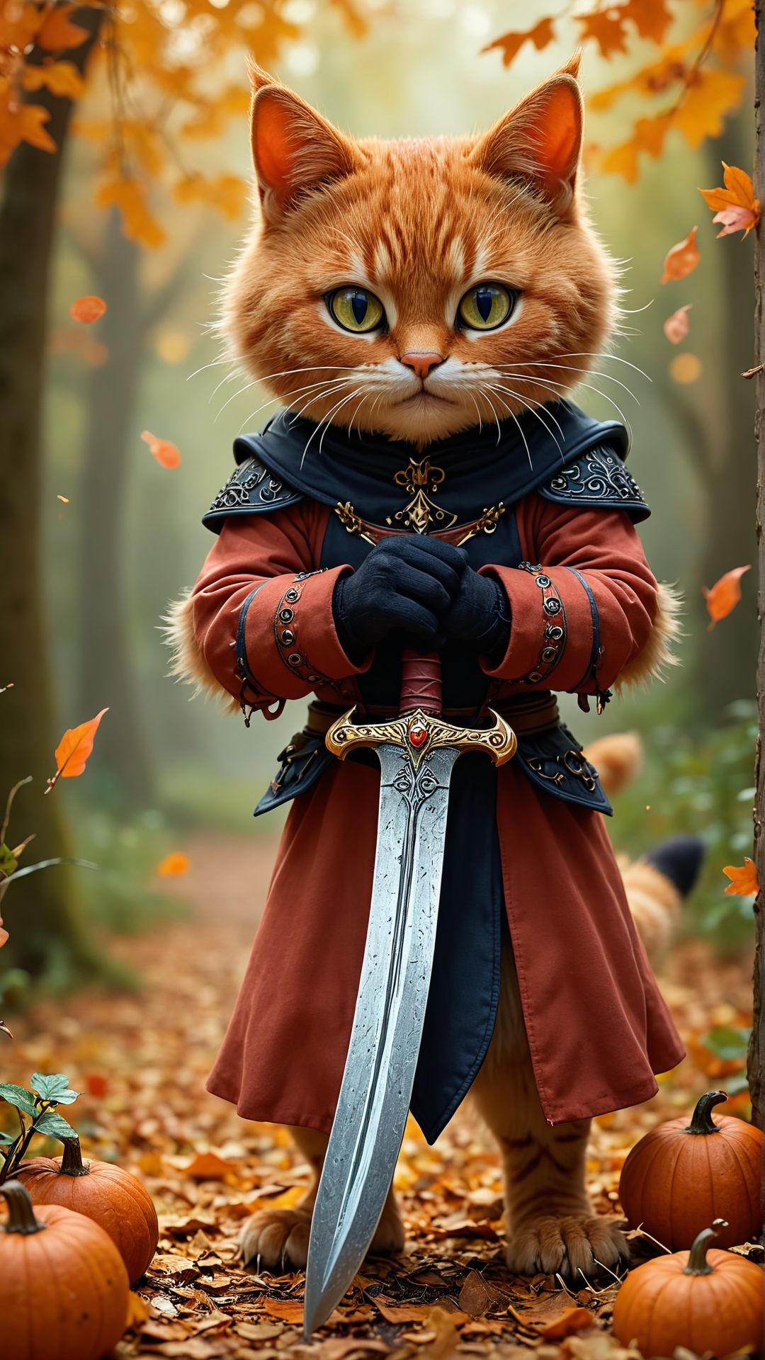 flux-style, unique poster, (whimsical art by Louis Wain:1.3) , Princecore, medium shot of a Nonchalant Daring (Dagger:1.3) , anthropomorphic reimagined as a Videogame character, autumn background, shallow depth of field, Simple illustration, Suspenseful, Cold Lighting, telephoto lens, Fujicolor, <lora:aidmaFluxStyleXL-v0.2:0.651>,
<lora:aidma-Image Upgrader-v0.1:0.351>, lush, magnificent, elaborate, illustrious quality