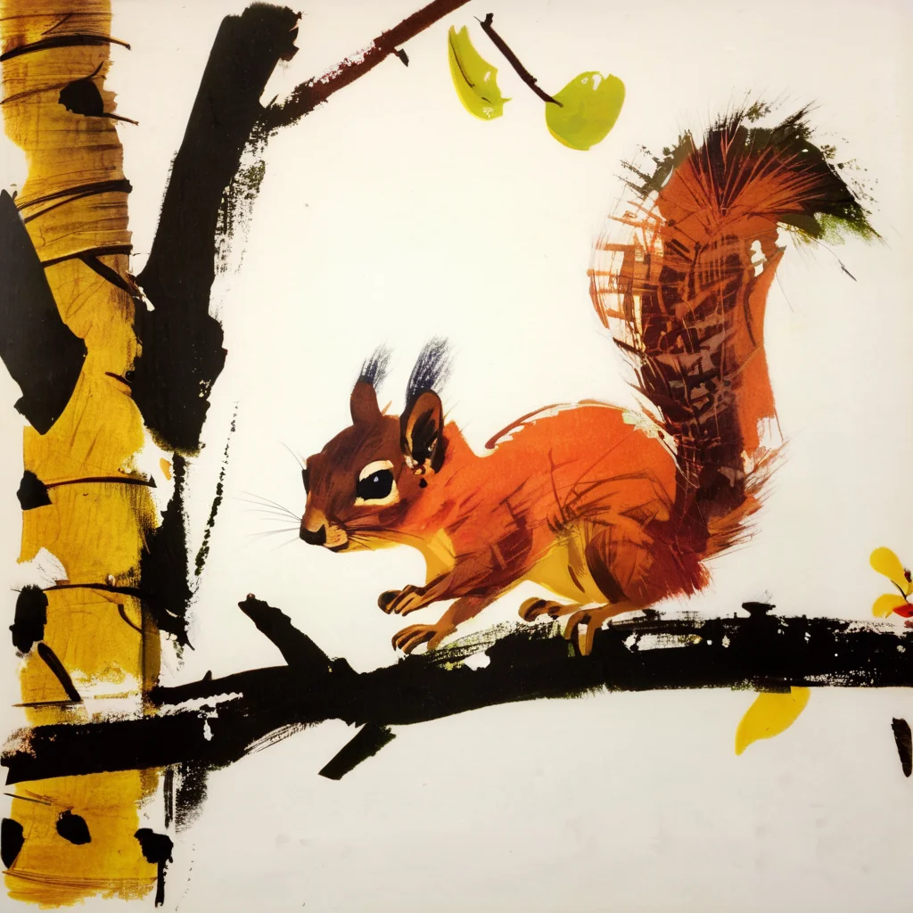 grabianski squirrel on a tree branch <lora:grabianski:1>