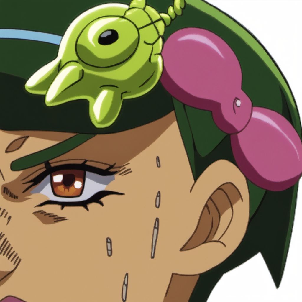 A long shot of jolyne cujoh with a  (brain slug attached to her head) <lora:SDXL-BrainSlug-Lora:0.8>, Very detailed, clean, high quality, sharp image, jojoso style <lora:SDXL-jojoso_style-Lora:1>