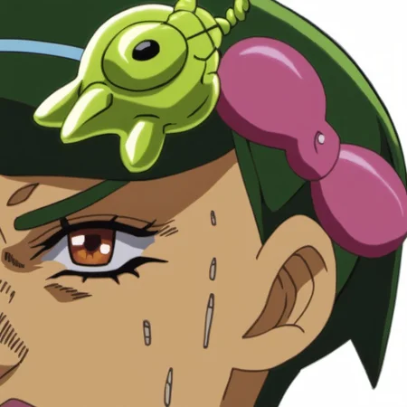 A long shot of jolyne cujoh with a (brain slug attached to her head) <lora:SDXL-BrainSlug-Lora:0.8>, Very detailed, clean, high quality, sharp image, jojoso style <lora:SDXL-jojoso_style-Lora:1>