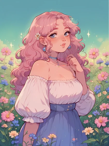 score_9, score_8_up, score_7_up, score_6_up,  <lora:c0ttp1nkXLP:0.7> c0ttp1nk, flower,1girl, long hair, pink hair,