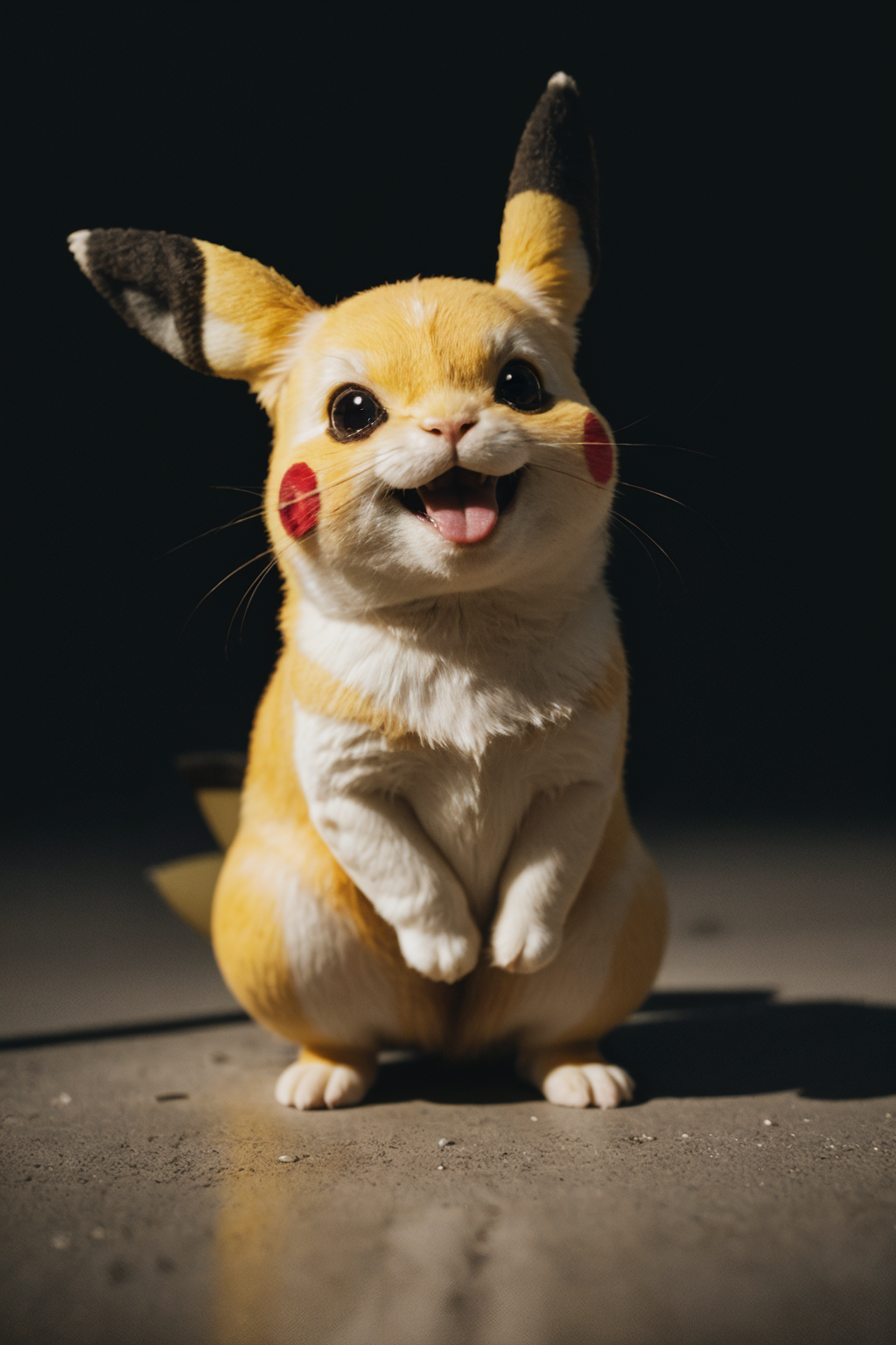Photography, full body BREAK of real life pikachu BREAK portrait, symmetrical, highly detailed, smooth, sharp focus, cinematic lighting, kkw-ph1