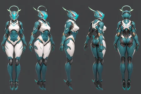 (GENERAL:0), mecha, robot, masterpiece, best quality, very aesthetic, absurdres, solo, standing,
(VIEWS:0), full body character turnaround of mecha,
Multiple views of the same mecha, (simple background, white background:1.2), multiple views, side view, back view, front view,
,
mask, helmet,
(Creature Ref:0),
Butterfly \(insect\)ï¼
(Mecha Ref:0),
Chief \(Halo\),
plate armor, power suit, alien,
android, cybersuit, upper armor, mechanical arms, machinery, prosthesis,
(bodyshape:0), Maternal build body,
(clothing:0), (Cropped golf pants and collared shirt:0.6),
(black
holy theme character design:1.1),
<lora:MechTurnXLRemix_v1:.5>
<lora:MechTurnXL_v1:.5>
<lora:ClothTurnXLRemix_v1-000004:.25>
<lora:ClothTurnXL_v1-000004:0.25>
<lora:CharTurnXL_v2:0.25>
<lora:xl_more_art-full_v1:.25>,
<lora:Alphonse Mucha Style:.1>, Alphonse Mucha Style page
<lora:å½é£æç»SDXL:.1>
<lora:mecha:.2><lora:EnvyMechaGirlXL01:.5> <lora:EnvyMechaGirlXL02:.38>