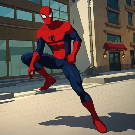 highest quality, masterpiece, core_9, score_8_up, score_7_up spiderman, masked, full body