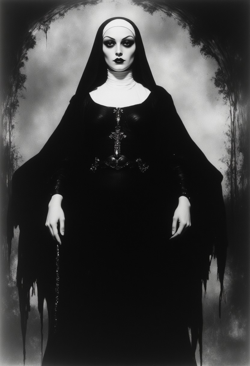 A scary nun, expressionist film still, fascinating, ArsMovieStill, 20s Silent Movie Still