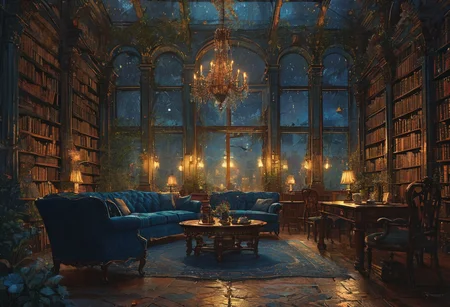 Devil in a Blue Dress, opulent library, tea service, lamplight <lora:Lost_In_Dreams:0.6>, <lora:detailed_notrigger:0.8>, Cinematic lighting, <lora:Dreamyvibes artstyle SDXL - Trigger with dreamyvibes artstyle:0.7> Dreamyvibes Artstyle