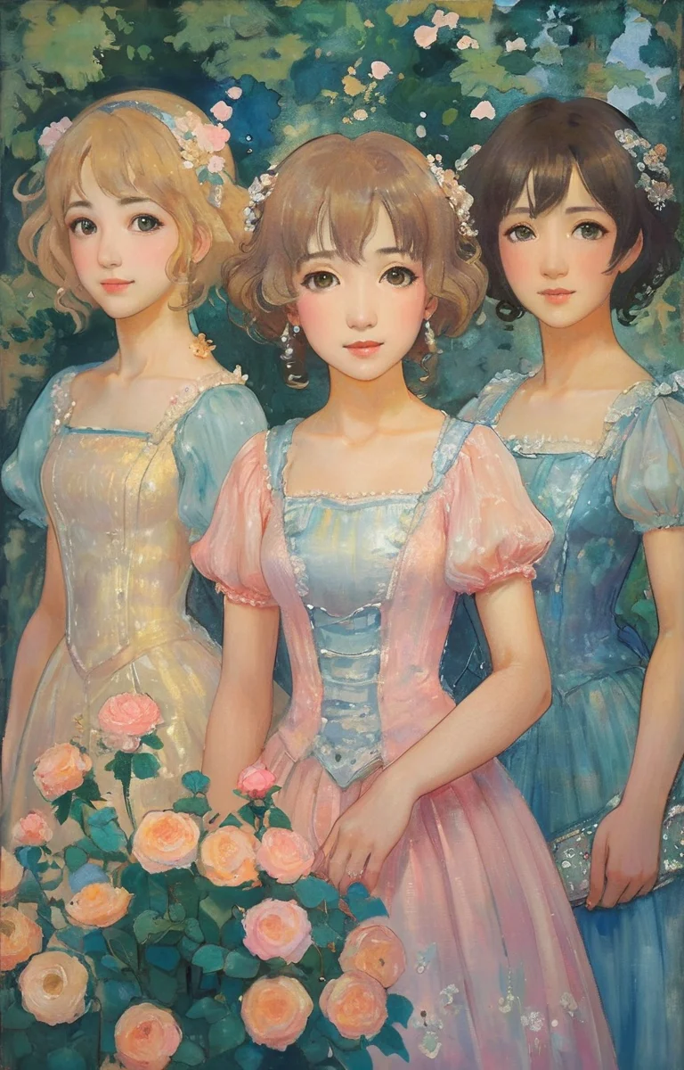 masterpiece,best quality,<lora:tbh380-sdxl:0.6>,illustration,style of Maurice Denis portrait of idolmaster cinderella girls,
